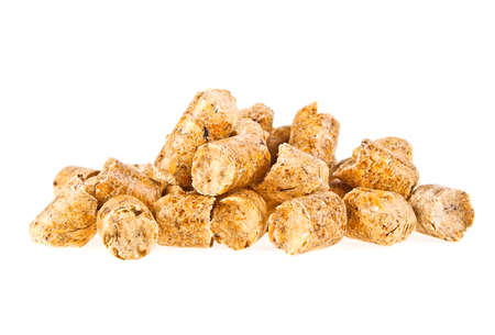 Pelleted compound feed Isolated on white background, wheatfeed pelletsの写真素材