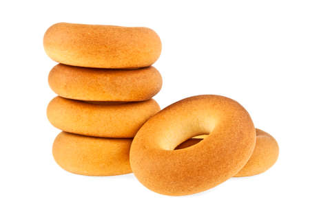 Fresh bagels isolated on white background