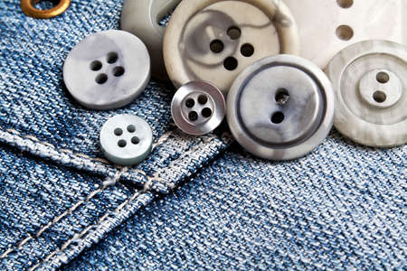 Buttons on denimの写真素材