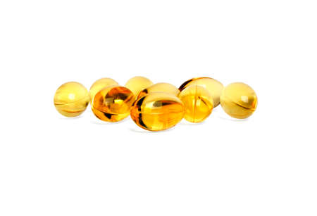 Omega 3 capsules from Fish Oil on white background