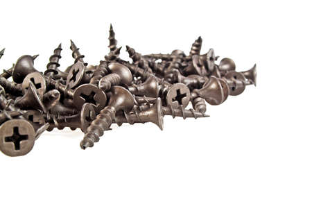 Black screws on white backgroundの写真素材