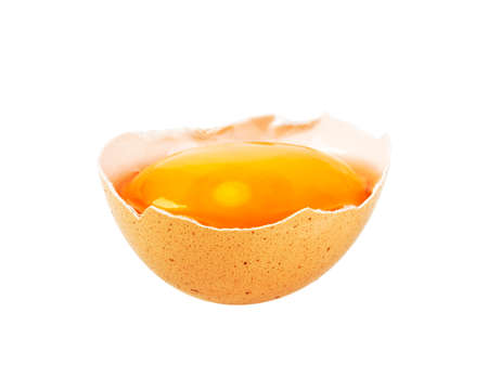 Broken egg on a white background