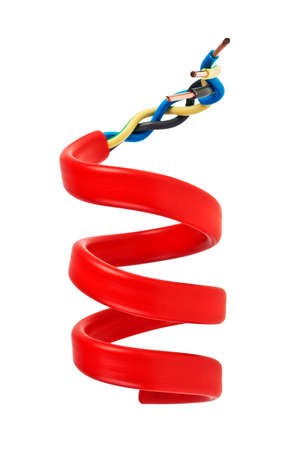 Closeup of a electric cable on a white backgroundの写真素材