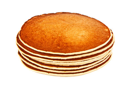 Stack of pancakes isolated on white backgroundの写真素材