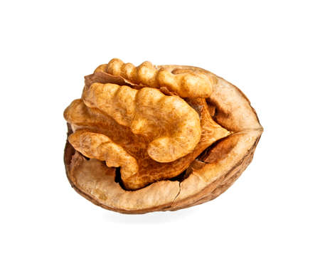 Dried walnuts isolated on white background