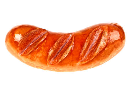 Grilled Sausage isolated on white backgroundの写真素材