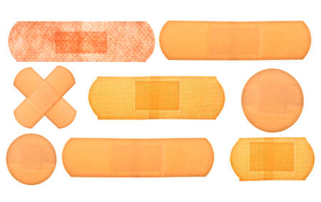 Set of different adhesive plaster isolated on white background