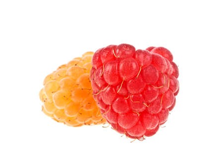 Ripe raspberries isolated on white background