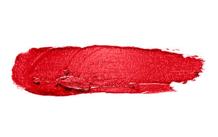 Red color lipstick stroke on white backgroundの写真素材