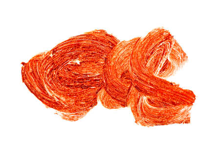 Brown color lipstick stroke on white backgroundの写真素材