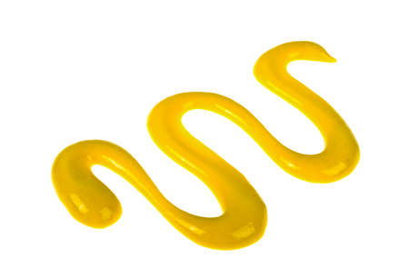 Mustard sauce on a white backgroundの写真素材