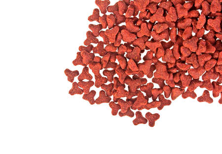 Dry cat food isolated on white backgroundの写真素材