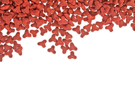 Dry cat food isolated on white backgroundの写真素材