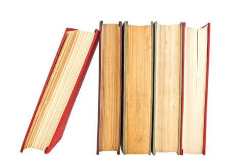 Stack of old books isolated on white backgroundの写真素材