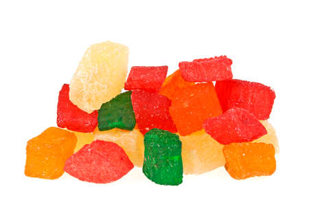 Group of candied fruit on a white background