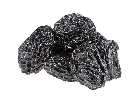Smoked prunes isolated on a white background, close-upの写真素材