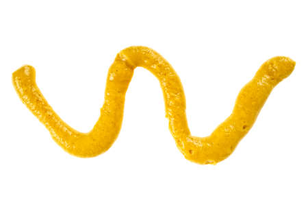 Mustard sauce on a white backgroundの写真素材