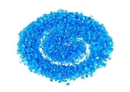 Blue sea salt isolated on white backgroundの写真素材