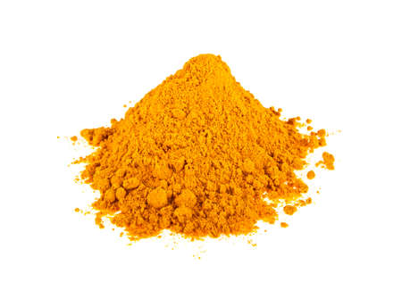 Turmeric powder isolated on white background. Curcuma powder.の写真素材