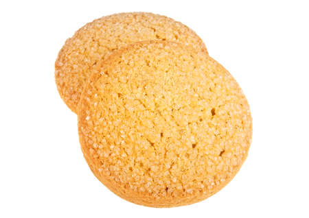 Freshly baked sugar cookies on a white backgroundの写真素材