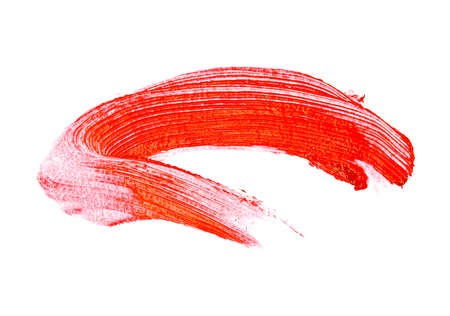 Red color lipstick stroke on white backgroundの写真素材