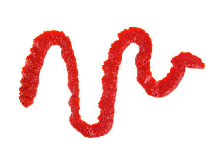 Tomato sauce on a white backgroundの写真素材
