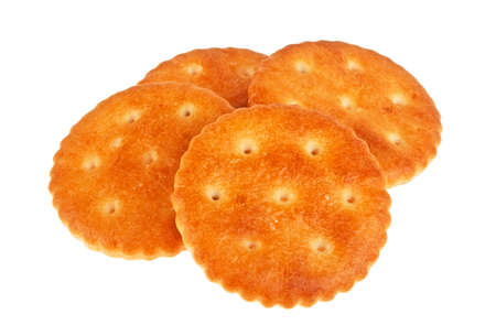 Cracker cookies isolated on white backgroundの写真素材