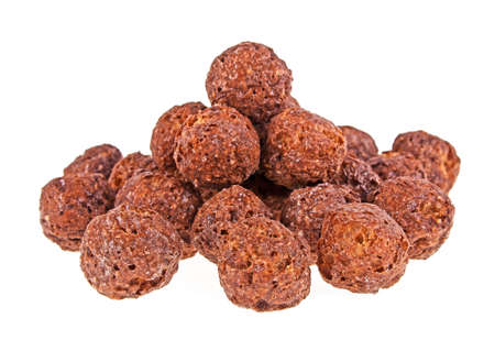 Cereal chocolate balls on white background