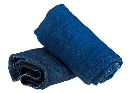 Blue jeans isolated on a white backgroundの写真素材