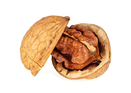 Walnut isolated on white background, close up