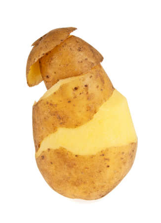 Potatoes with peel isolated on a white backgroundの写真素材