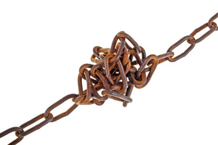 Old rusty chain isolated on a white background
