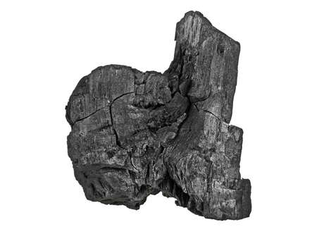 Hardwood charcoal isolated on a white backgroundの写真素材