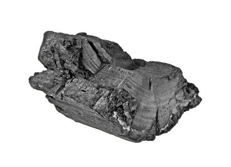 Natural wood charcoal isolated on a white backgroundの写真素材