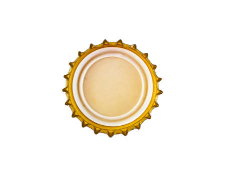 Close up of a bottle cap on white background, top viewの写真素材