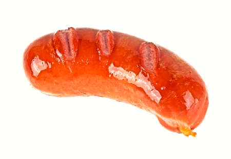 Grilled sausage isolated on a white backgroundの写真素材