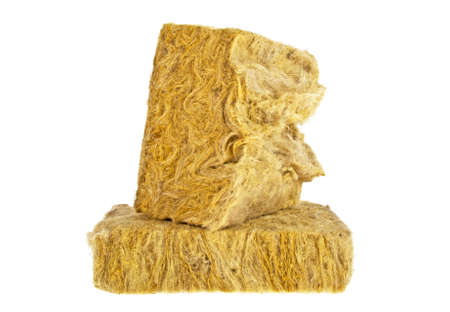 Stone mineral wool insulation on a white backgroundの写真素材