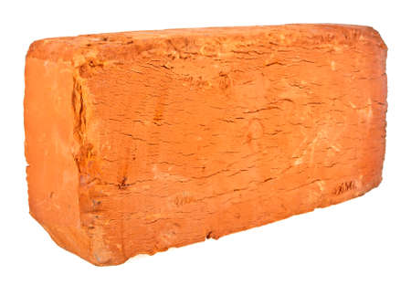 Old red brick isolated on a white backgroundの写真素材