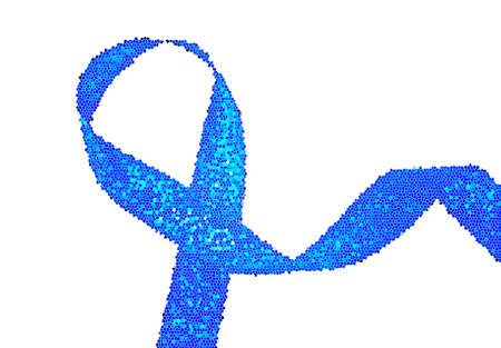 Blue awareness ribbon on a white backgroundの写真素材