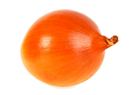 Yellow onion isolated on white backgroundの写真素材