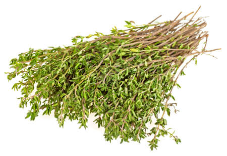 Fresh thyme isolated on white backgroundの写真素材