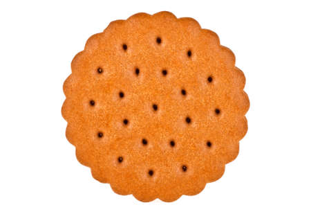 Chocolate sandwich cookie isolated on white backgroundの写真素材