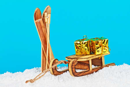 Christmas decoration on blue background
