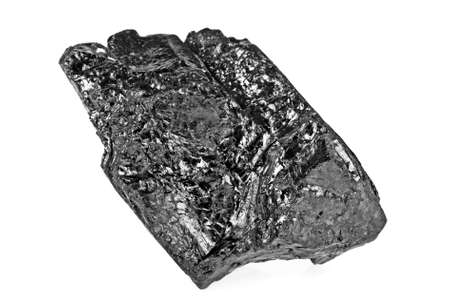 Coal isolated on a white background, close-up. Anthracite coal.の写真素材