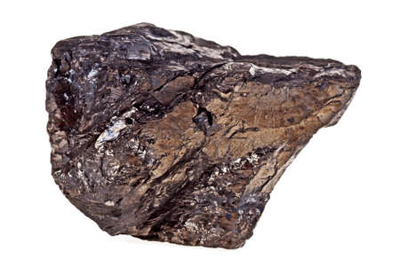 Coal isolated on a white background, close-up. Anthracite coal.