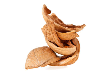 Walnut shell isolated on white background