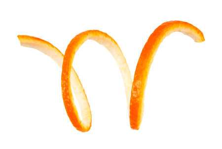 Spiral orange peel on a white backgroundの写真素材