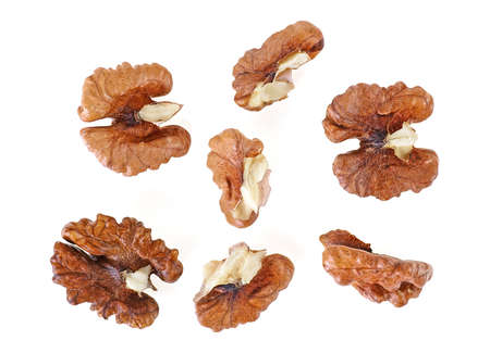 Kernel walnut isolated on white background ,top view