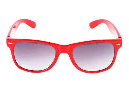 Women's red sunglasses isolated on white backgroundの写真素材