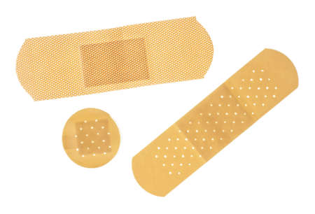 Sticking plasters isolated on white background, top viewの写真素材